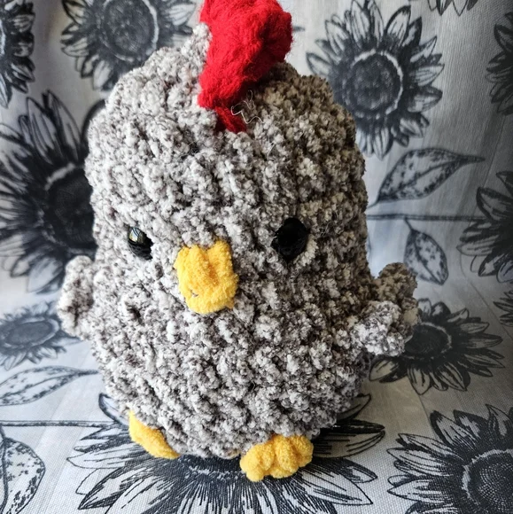 Crochet Black Speckled Rooster Amigurumi Plushie - Picture 3 of 16